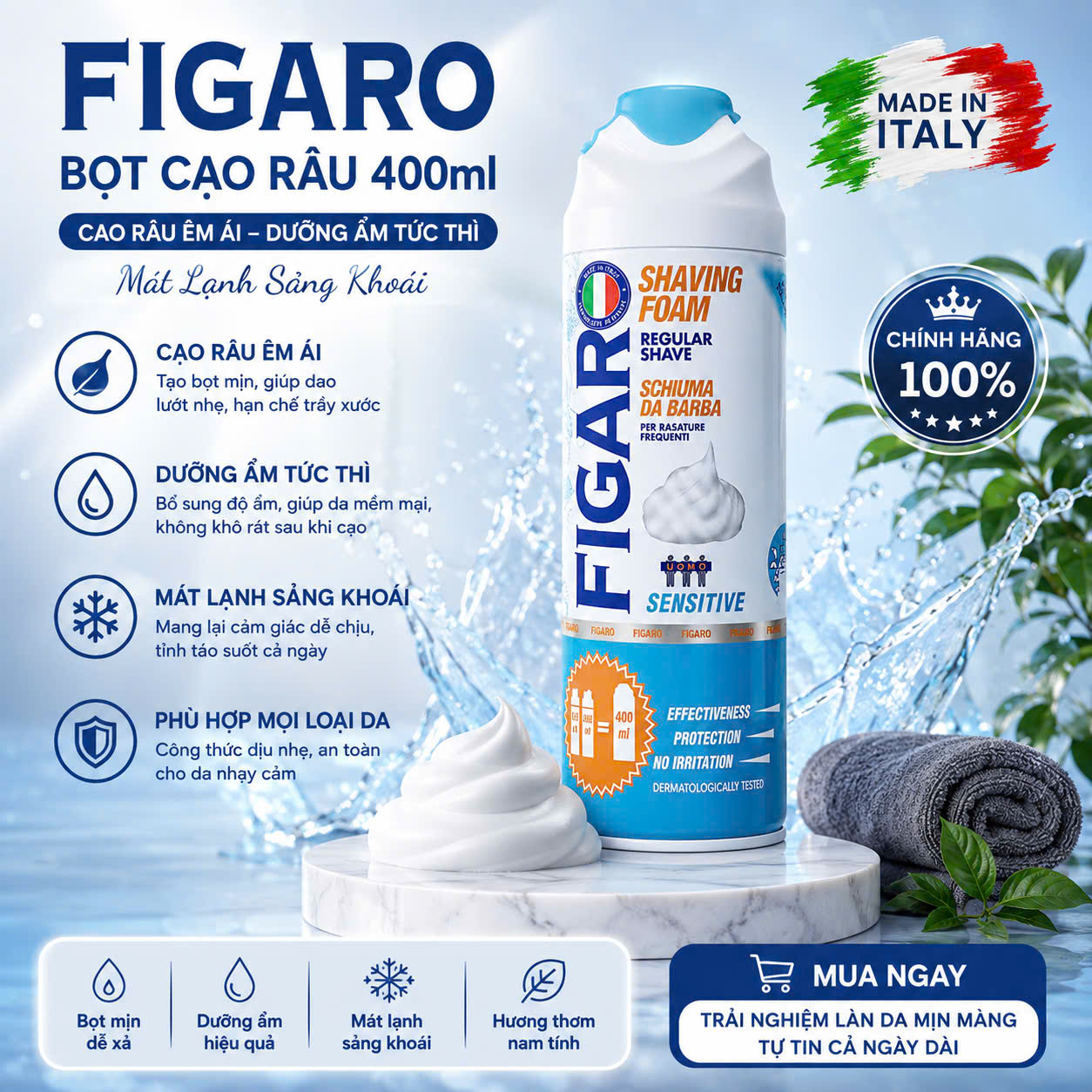 Bọt cạo râu Figaro 400ml