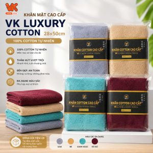 Khăn mặt VK Luxury Cotton cao cấp 28×50 (túi đơn)